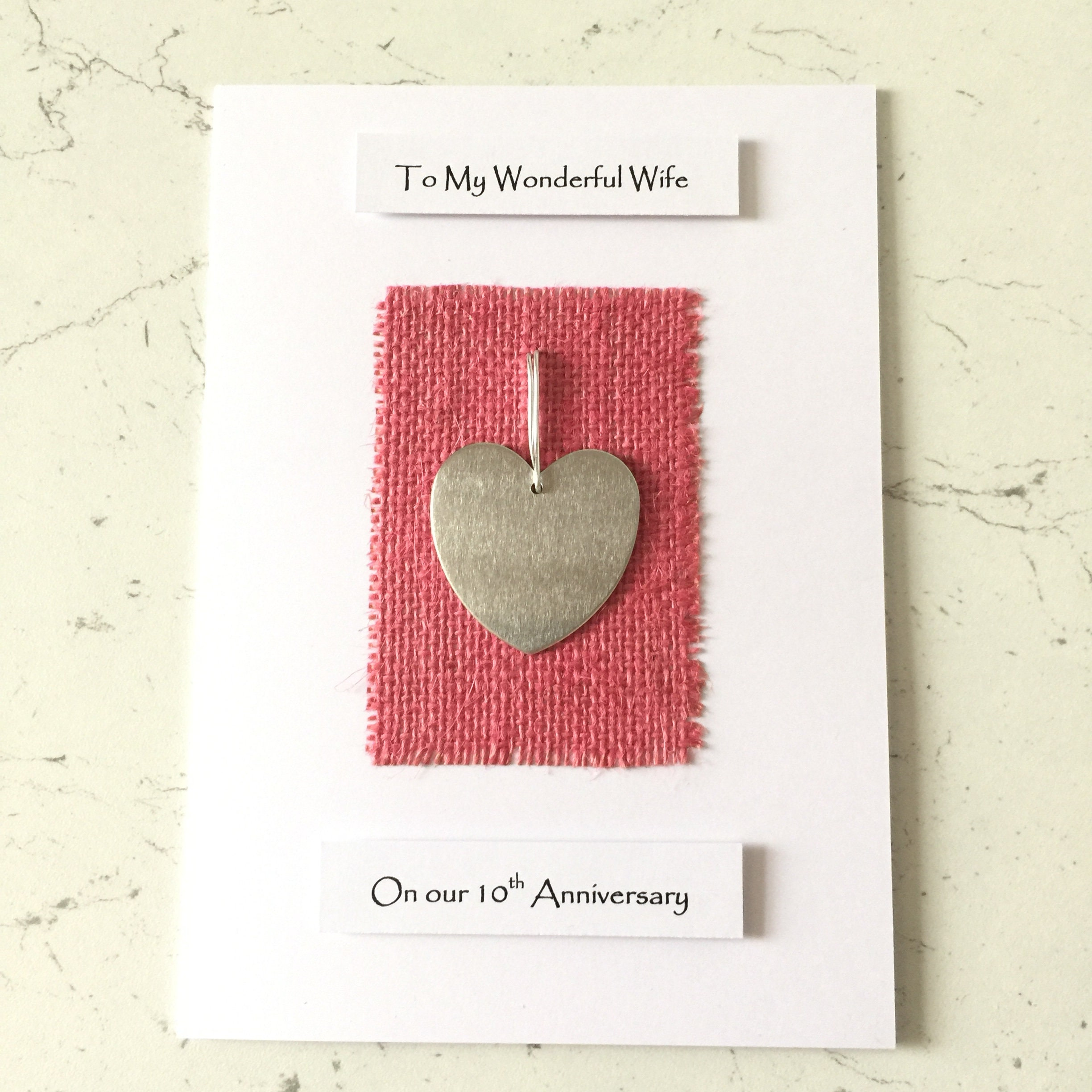 10th Wedding Anniversary Card Tin Anniversary Card Aluminium Heart 