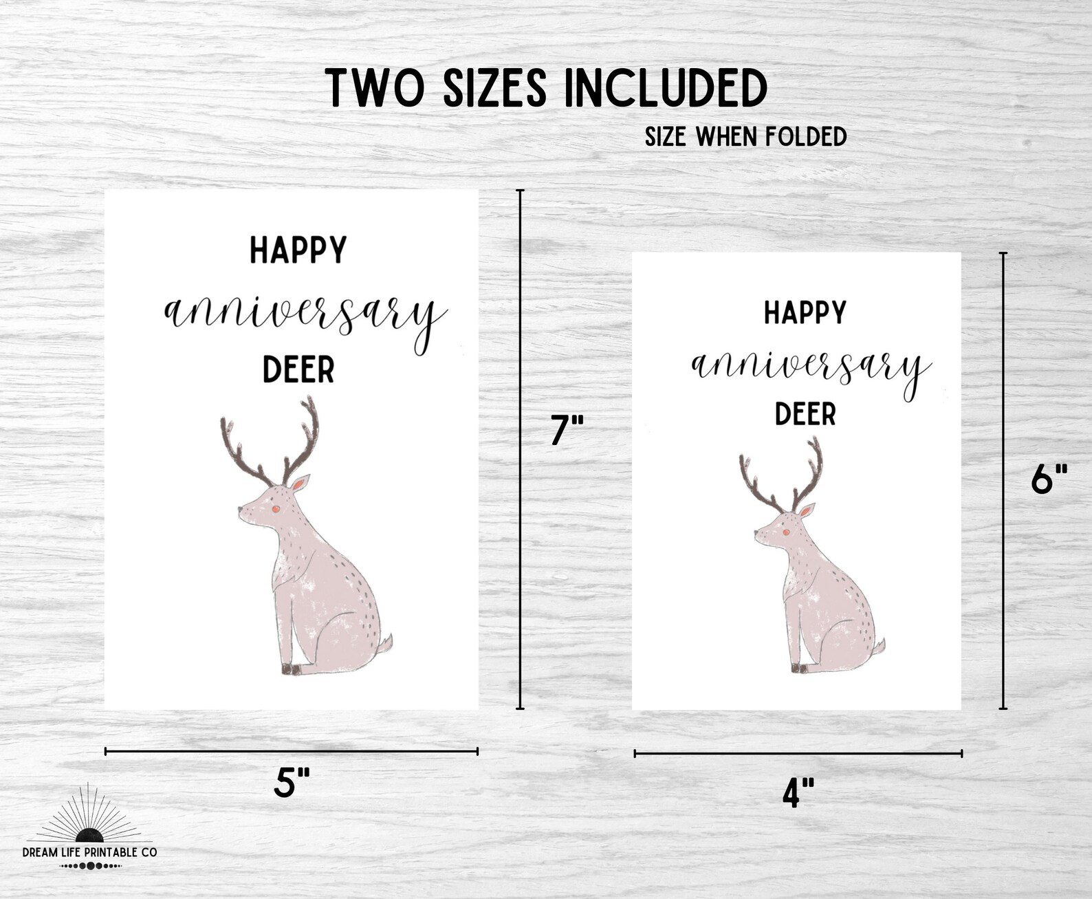 Happy Anniversary Deer Printable Anniversary Card 1 Year 2 Etsy de
