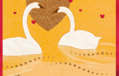 Swans With Glitter Heart Religious Anniversary Card Greeting Cards