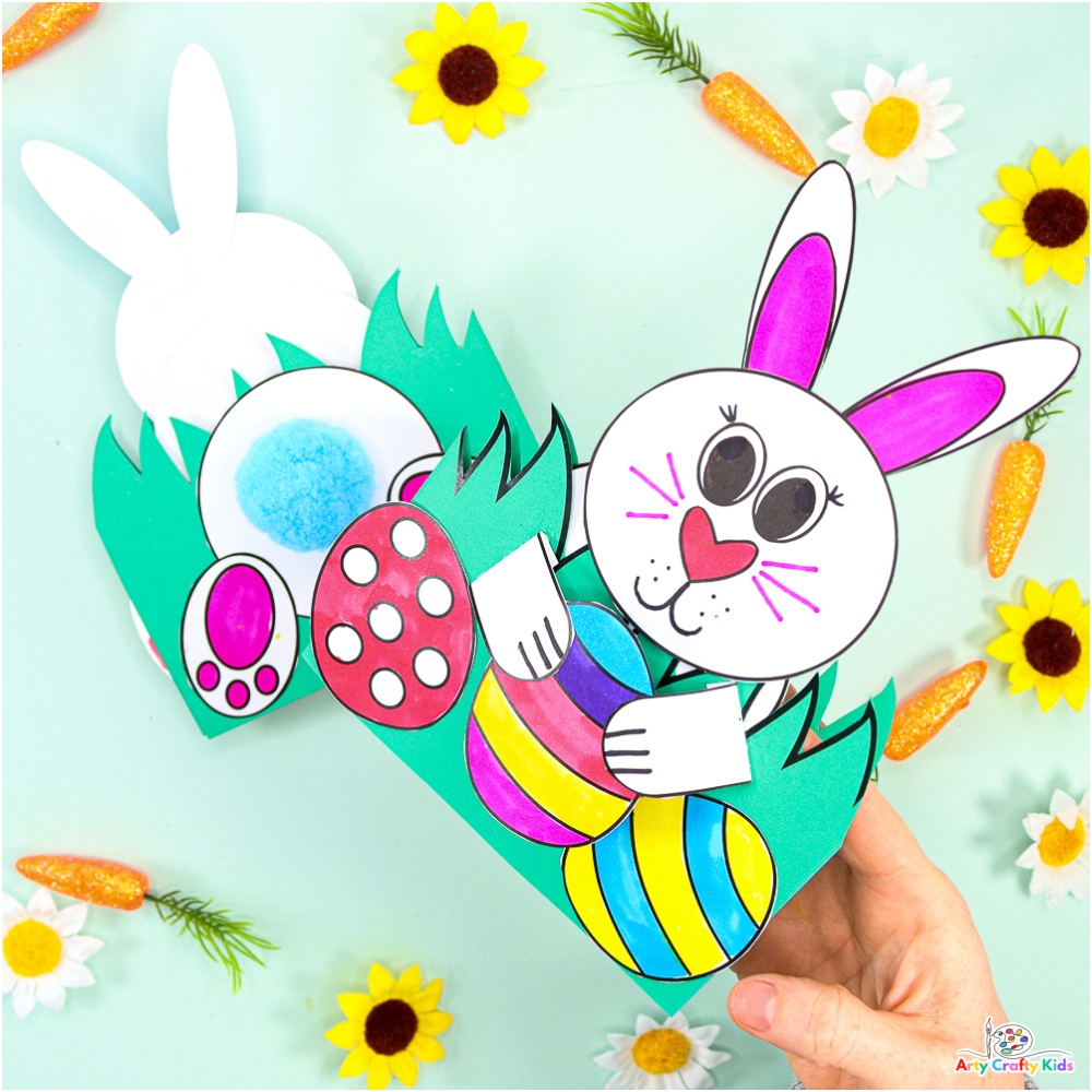 3D Pop-Up Bunny Card For Easter | Printable Easter Card - Arty within Printable Easter Bunny Card