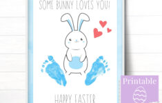 Baby Boy First Easter Footprint Art, Printable Easter Cards, Some pertaining to Baby&amp;#039;s First Easter Printable Card
