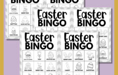 Easter Bingo Black White Pictures &amp; Words (3X3 Grid) [Free Printable!] within Free Printable Easter Bingo Cards Elementary Level