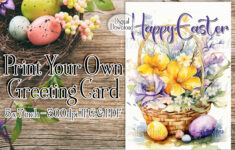 Easter Card, Happy Easter Basket Printable Greeting Card inside Easter Greeting Cards Printable