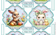 Easter Chicks &amp; Bunnies - 6 Card Toppers Ttstop33 with Free Printable Easter Card Toppers