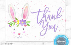 Easter Thank You Card, Printable Thank You Card, Easter Bunny with Easter Thank You Card Printable