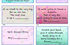 Free Printable Easter Treasure Hunt: 24 Mix &amp; Match Clue Plus Blanks inside Free Printable Easter Egg Hunt Clue Cards