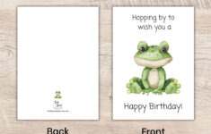 Frog Birthday Card, Printable Funny Card, Cute Green Frog, Happy throughout Easter Frog Printable Dad Card