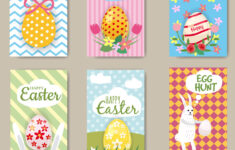 Happy Easter Cards Set With Rabbit Egg Mini Vector Image with Mini Easter Cards Printable