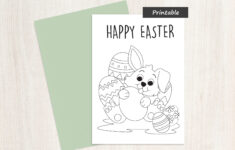 Happy Easter Coloring Card - Digital Download - Children'S Easter in Easter Card Printable Colouring