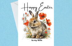 Happy Easter To My Wife Easter Card - Rabbit Greeting Card with Free Printable Easter Cards For My Wife