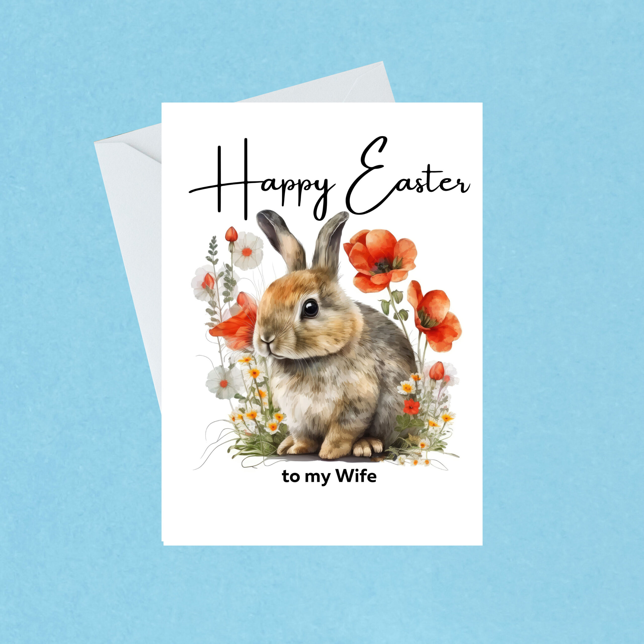 Happy Easter To My Wife Easter Card - Rabbit Greeting Card with Free Printable Easter Cards For My Wife