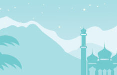 Islamic Blue Mountains Background, With Ornamented Silhouette Of throughout Blue Mountain Printable Easter Cards