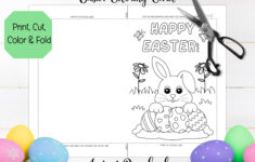 Kids Easter Coloring Card Printable, Kids Easter Bunny Card, Diy in Free Printable Easter Cards To Color
