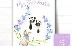 My First Easter Keepsake, Printable Easter Bunny Footprint Art regarding Baby'S First Easter Printable Card