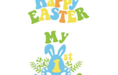 My First Easter Modern Vector Design With Bunny Ears And Eggs regarding Baby'S First Easter Printable Card
