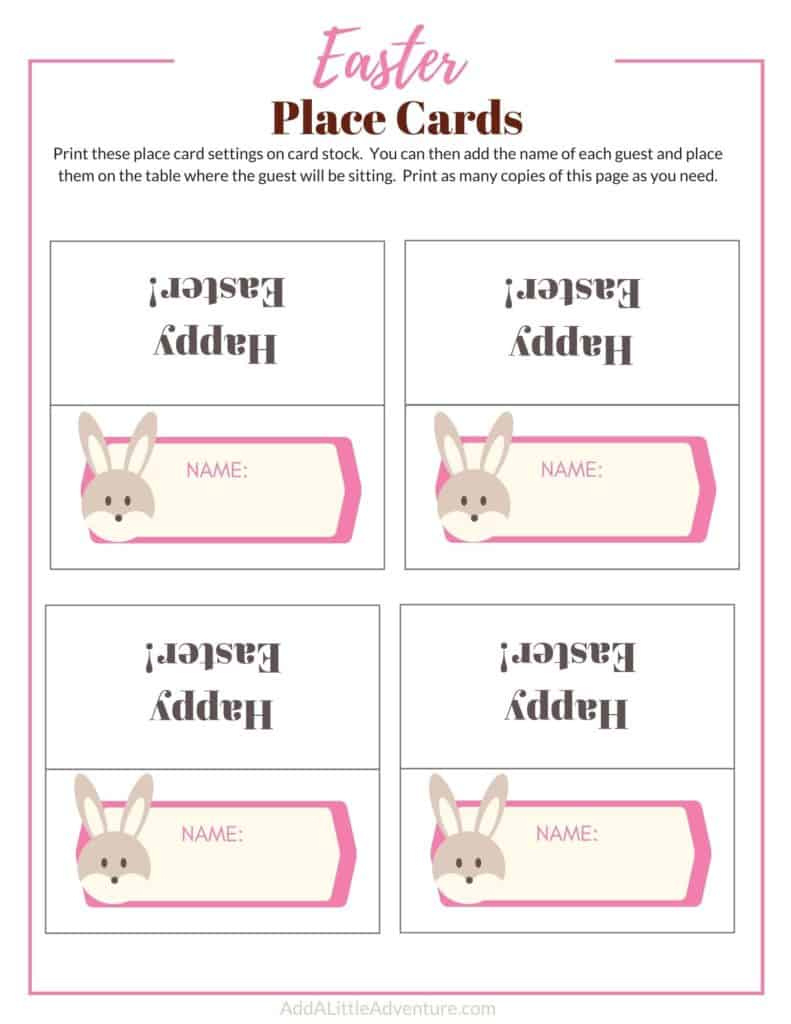 Printable Easter Place Cards - Add A Little Adventure regarding Printable Easter Table Name Cards