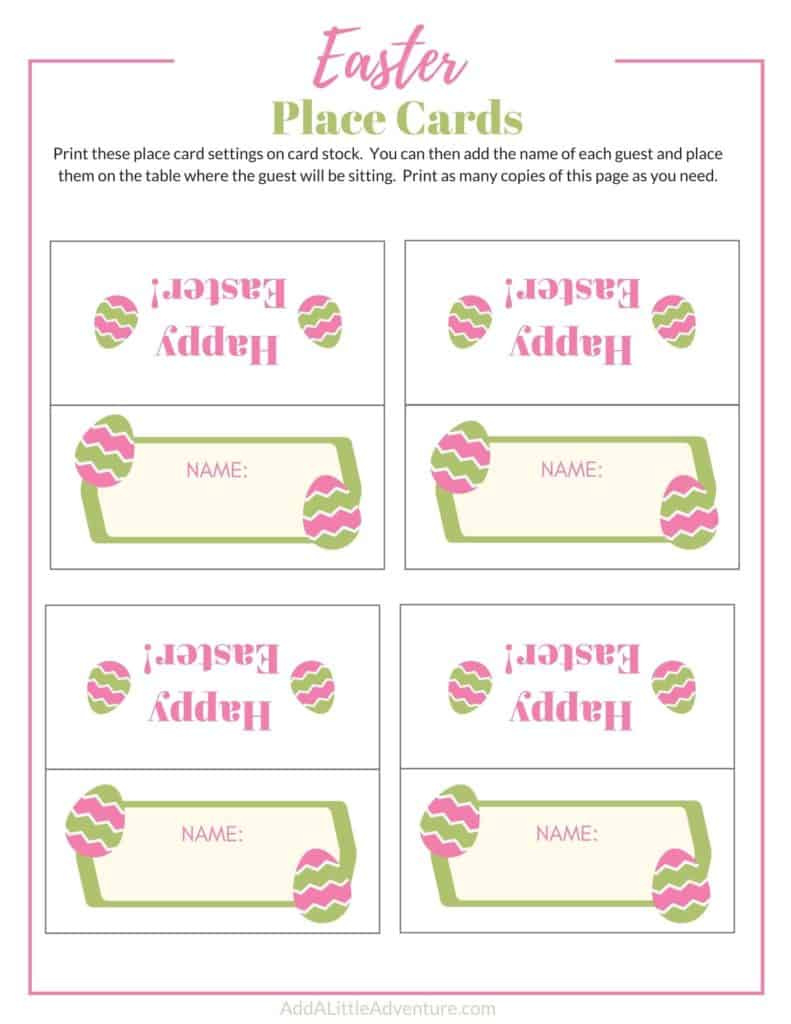 Printable Easter Place Cards - Add A Little Adventure within Free Printable Easter Name Cards
