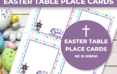 Printable Easter Place Cards, Pastel Colors, Easter Religious, He inside Free Printable Religious Easter Place Cards