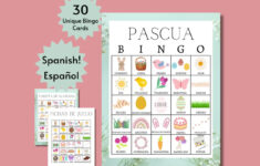 Spanish Easter Bingo Cards, Printable Easter Party Game For Kids, Teens,  And Adults, Spring Activity throughout Free Printable Easter Cards in Spanish